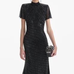 Rhinestone Mesh Midi Dress^self-portrait Shop