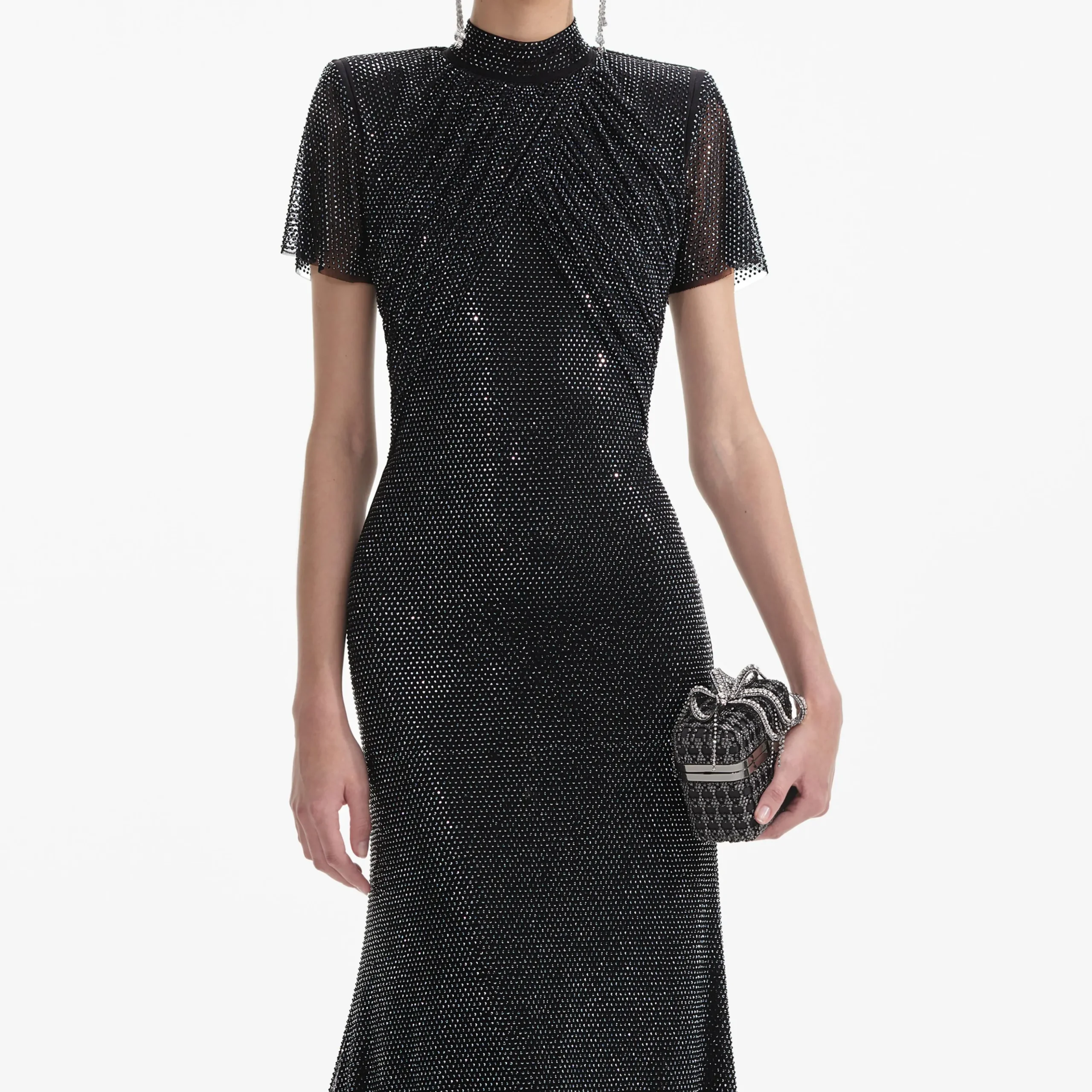Rhinestone Mesh Midi Dress^self-portrait Shop