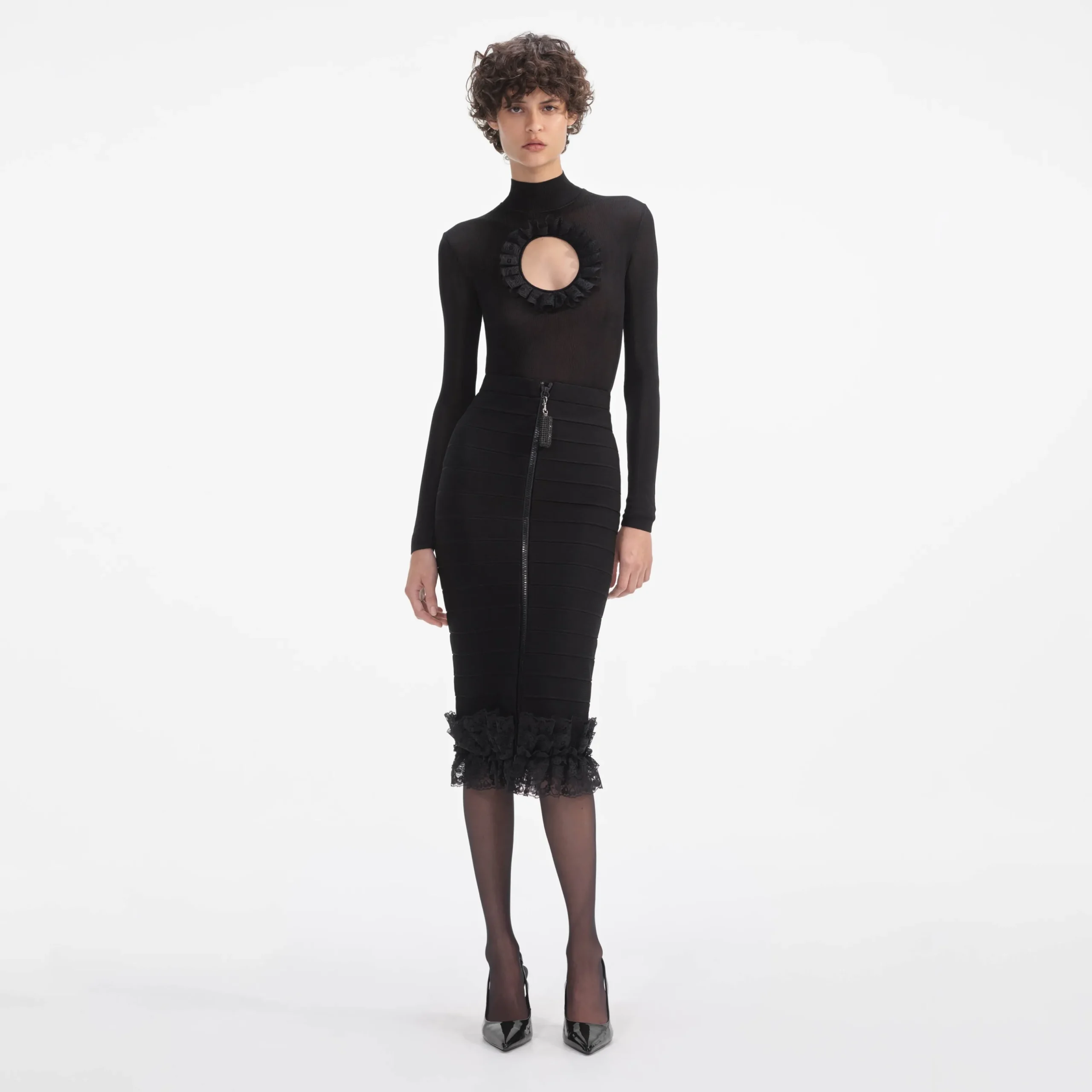 Ruffle Knit Midi Skirt^self-portrait New