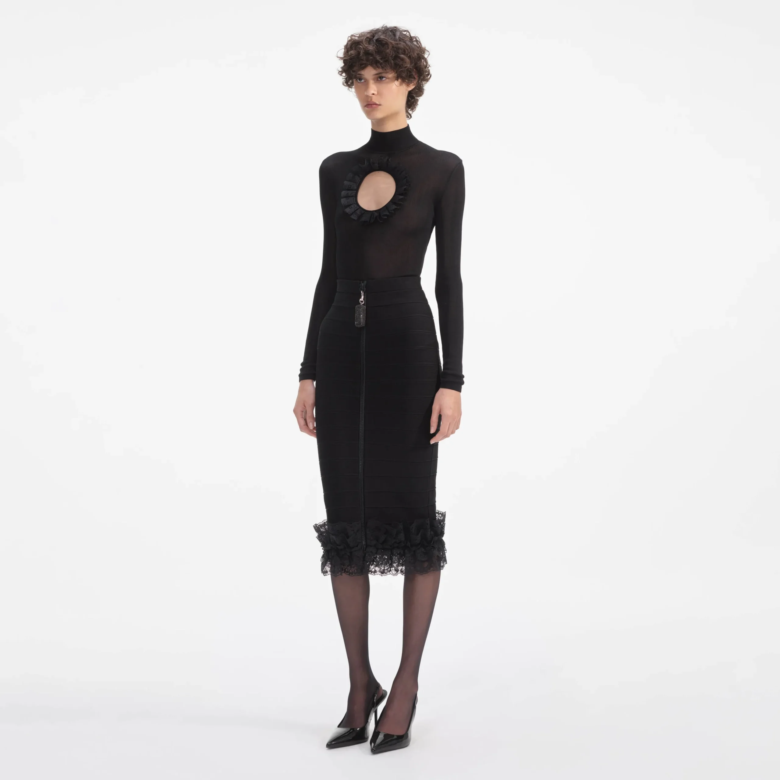 Ruffle Knit Midi Skirt^self-portrait New