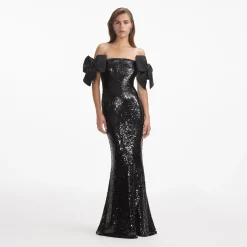 Sequin Bow Maxi Dress^self-portrait Flash Sale