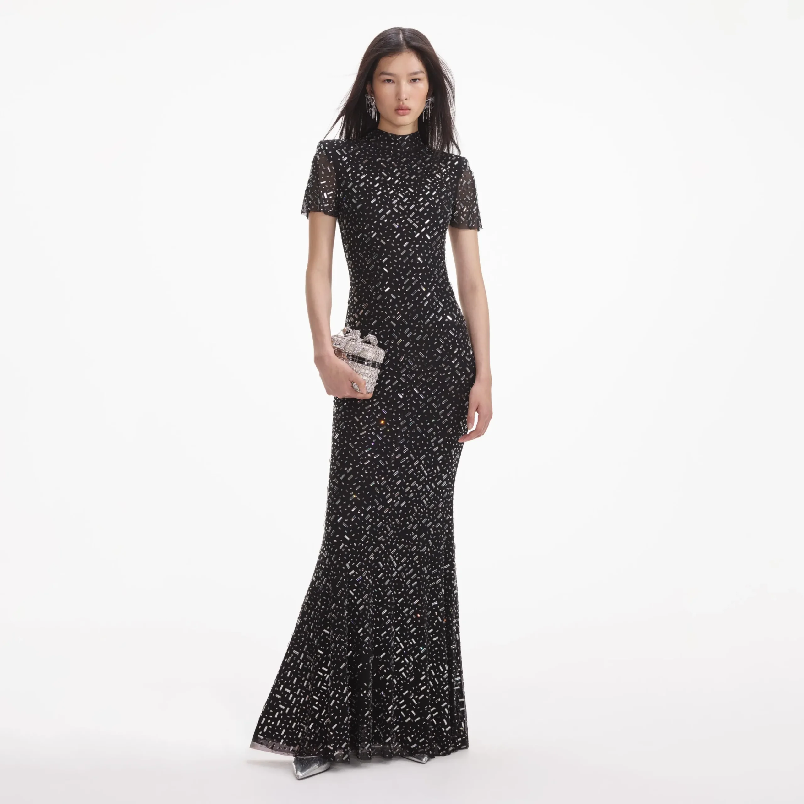Square Rhinestone Mesh Maxi Dress^self-portrait Cheap