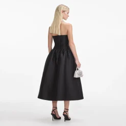 Taffeta Contrast Bow Midi Dress^self-portrait Cheap