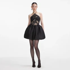 Taffeta Halterneck Mini Dress^self-portrait Cheap