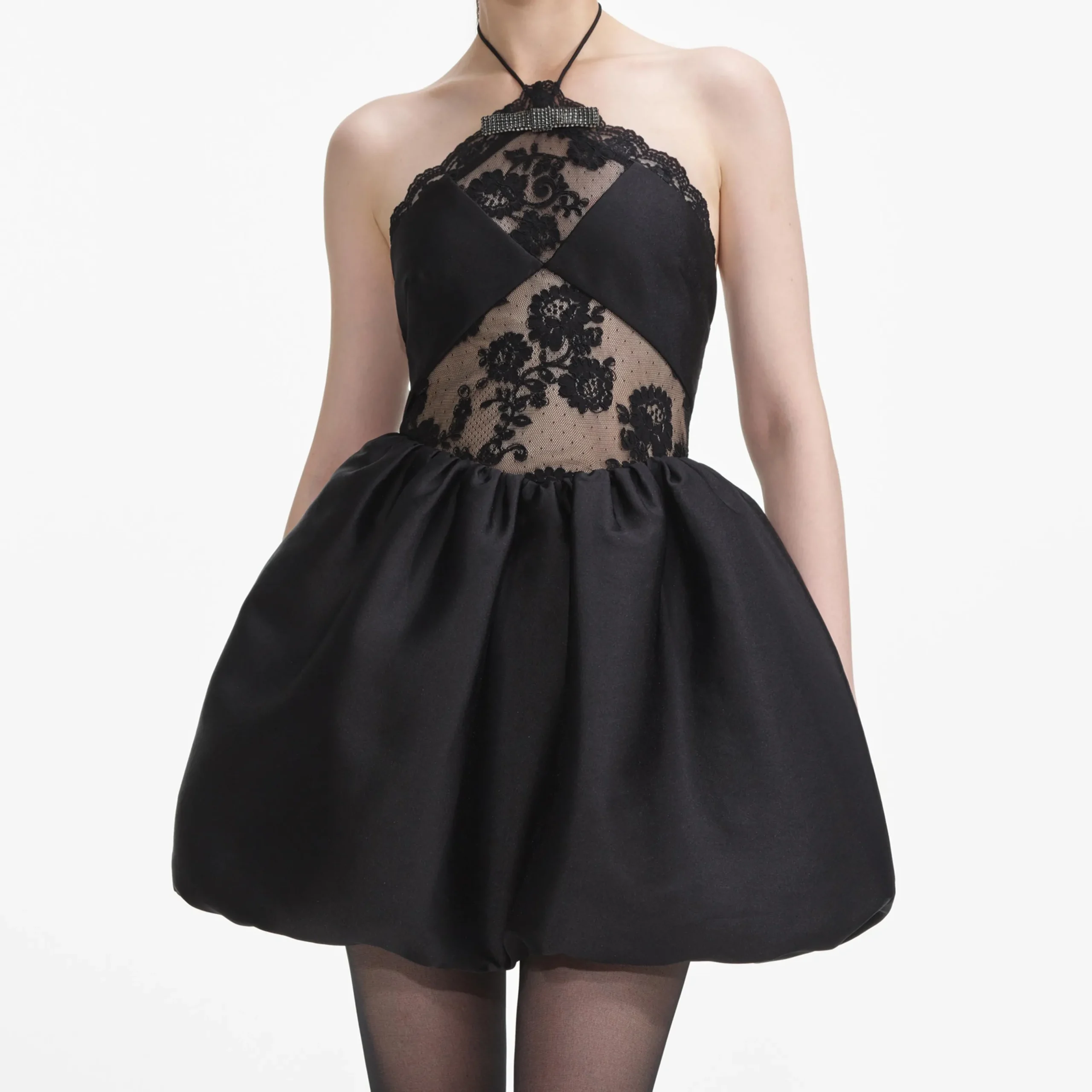 Taffeta Halterneck Mini Dress^self-portrait Cheap