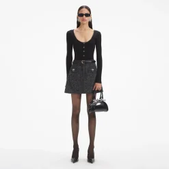 Textured Denim Mini Skirt^self-portrait Online