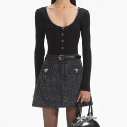 Textured Denim Mini Skirt^self-portrait Online
