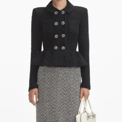 Textured Knit Peplum Jacket^self-portrait Shop