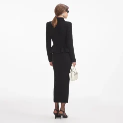 Textured Knit Peplum Midi Dress^self-portrait Sale