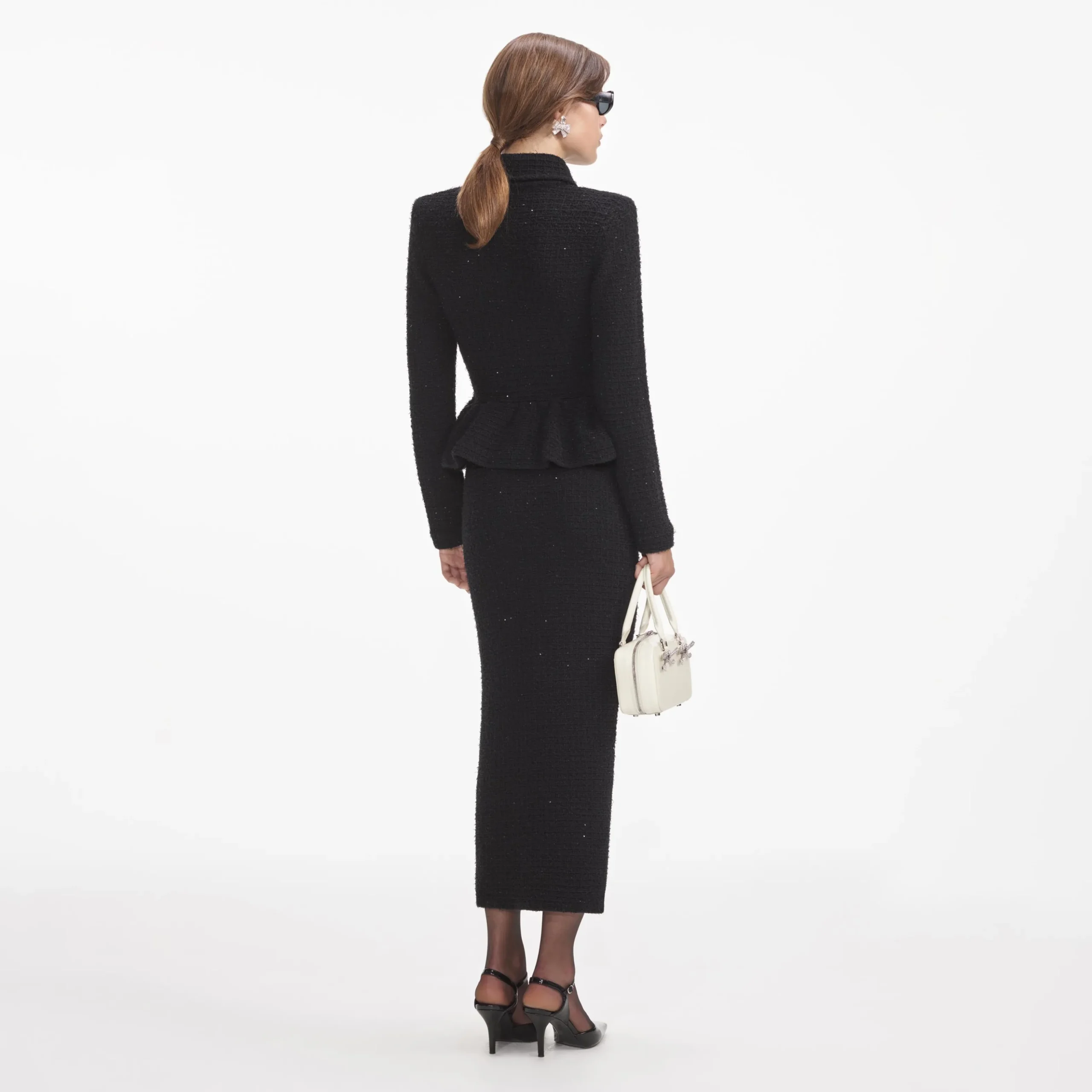 Textured Knit Peplum Midi Dress^self-portrait Sale