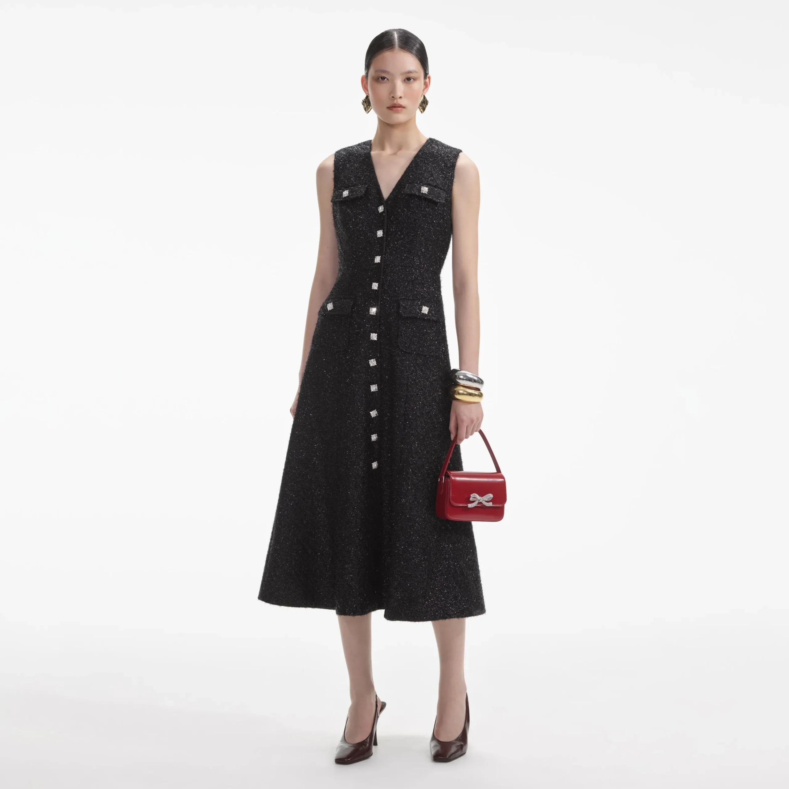 Tinsel Boucle Buttoned Midi Dress^self-portrait Online