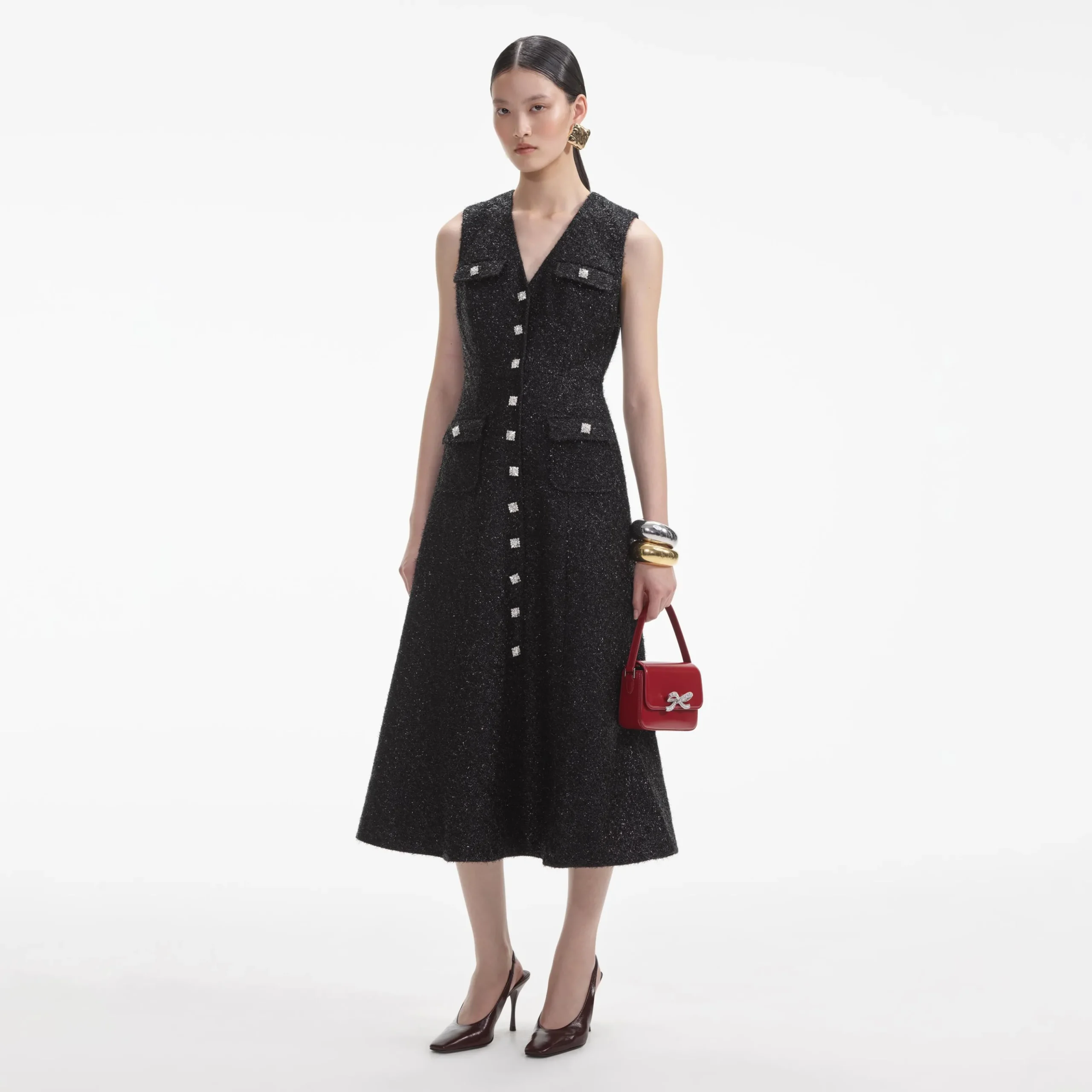 Tinsel Boucle Buttoned Midi Dress^self-portrait Online