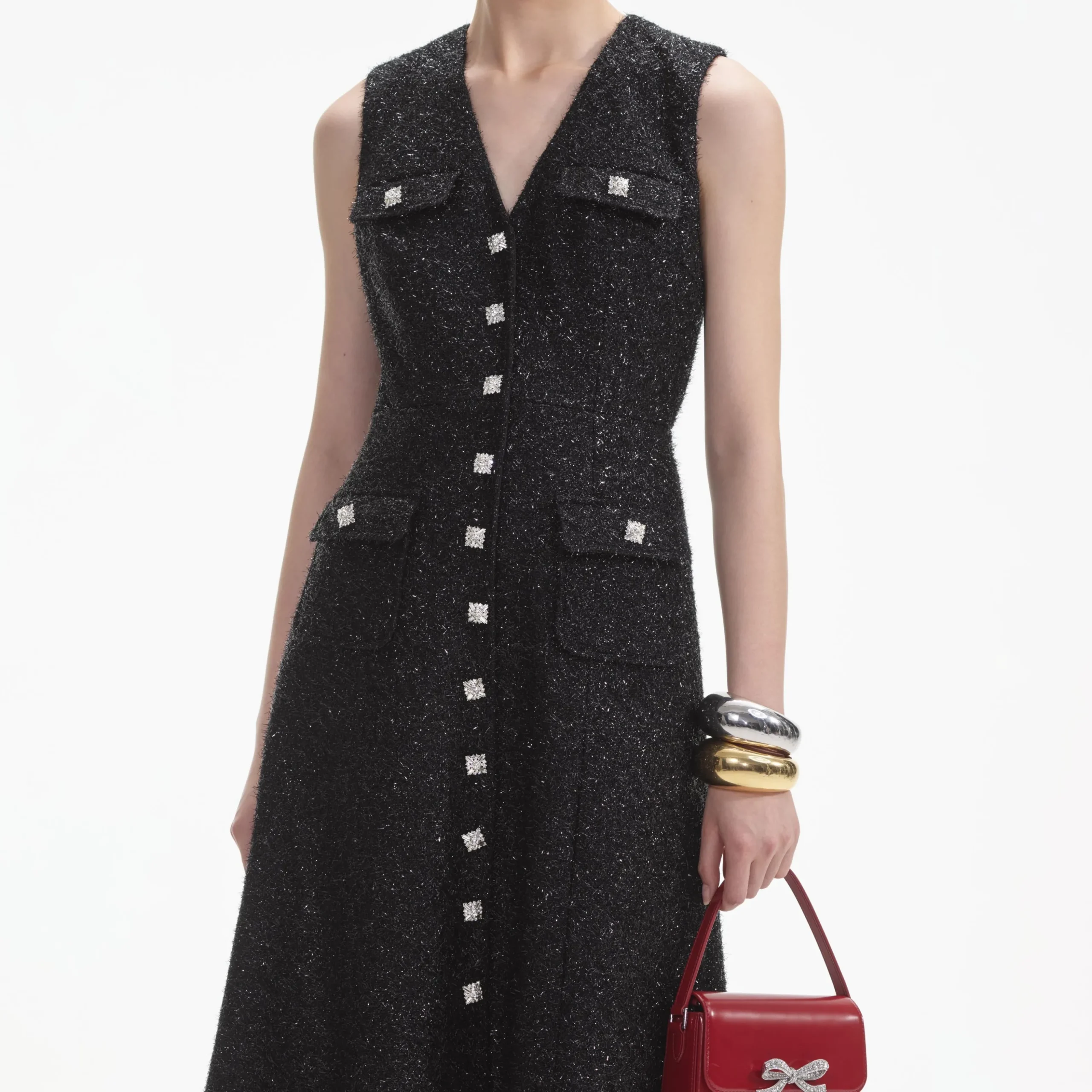 Tinsel Boucle Buttoned Midi Dress^self-portrait Online