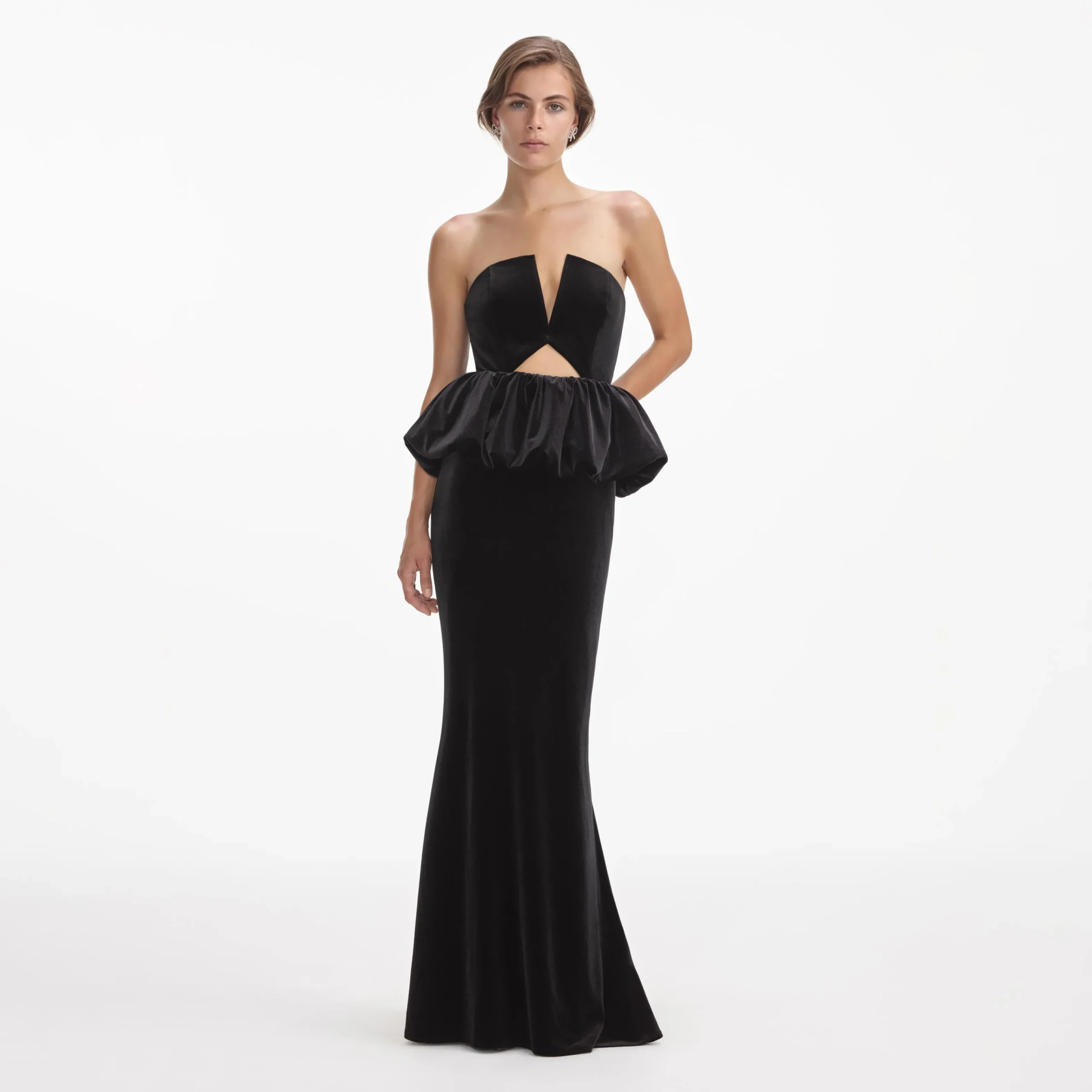 Velvet Peplum Maxi Dress^self-portrait Cheap