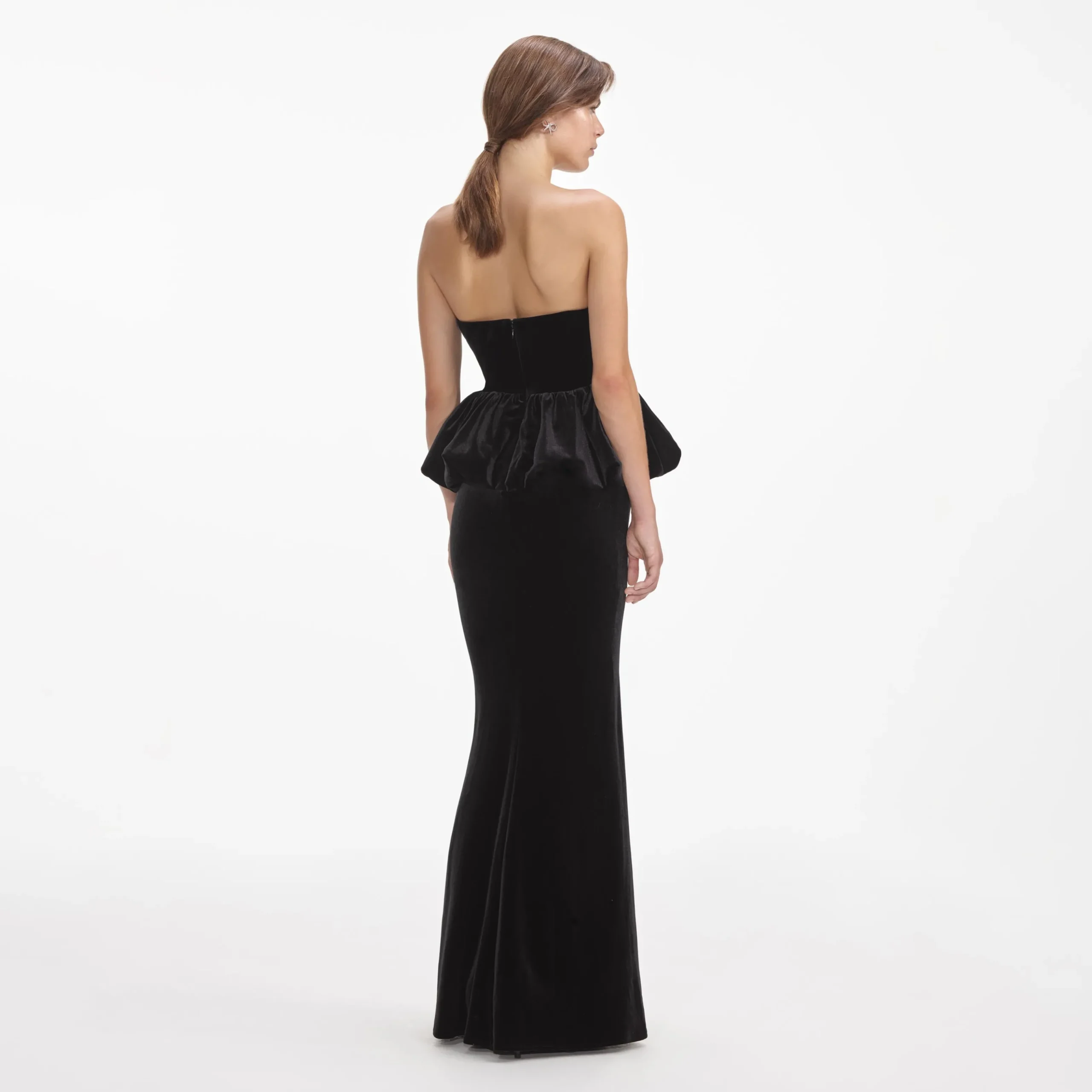 Velvet Peplum Maxi Dress^self-portrait Cheap