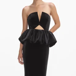 Velvet Peplum Maxi Dress^self-portrait Cheap