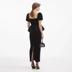 Velvet Peplum Midi Dress^self-portrait Cheap