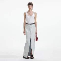 Wash Denim Maxi Skirt^self-portrait Discount