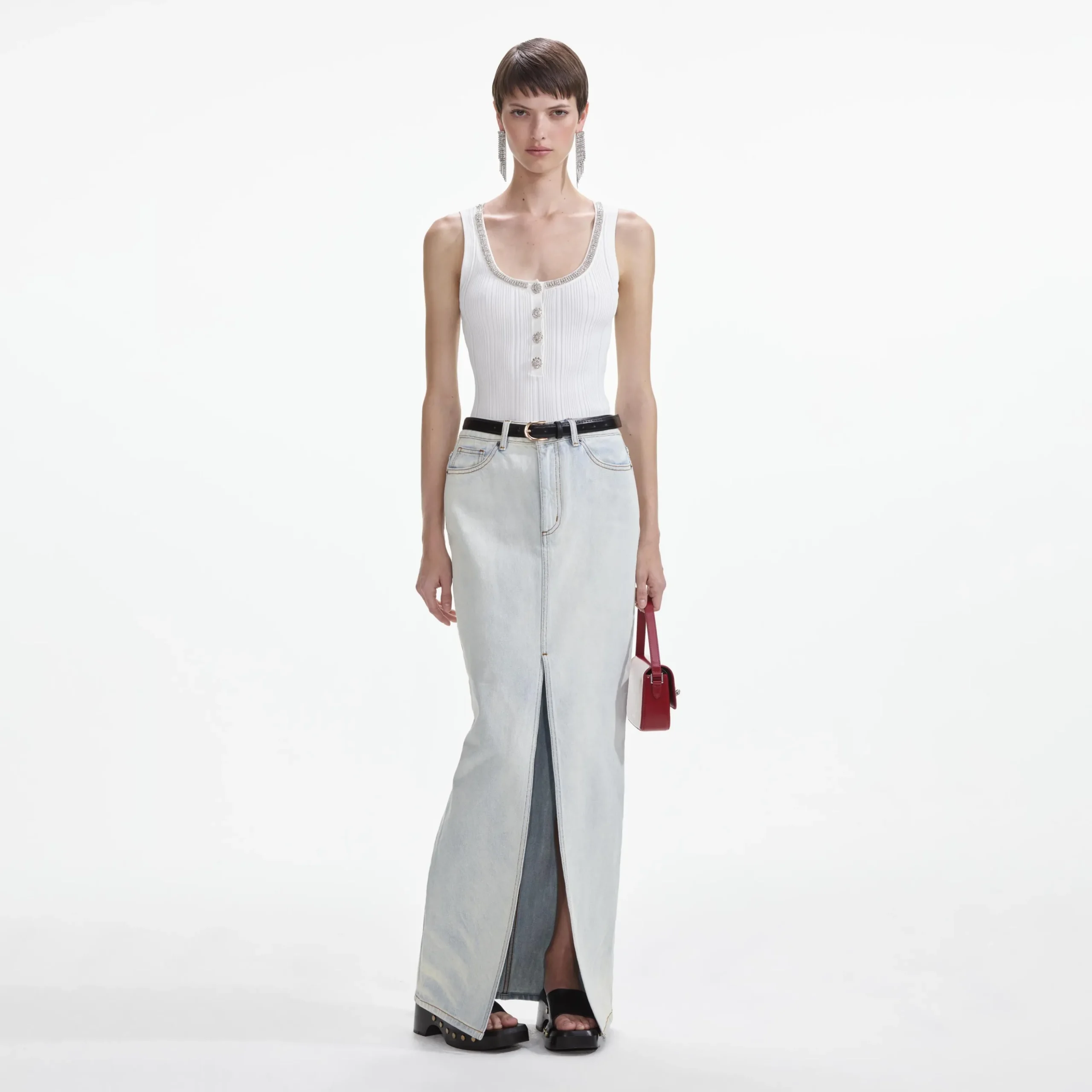 Wash Denim Maxi Skirt^self-portrait Discount