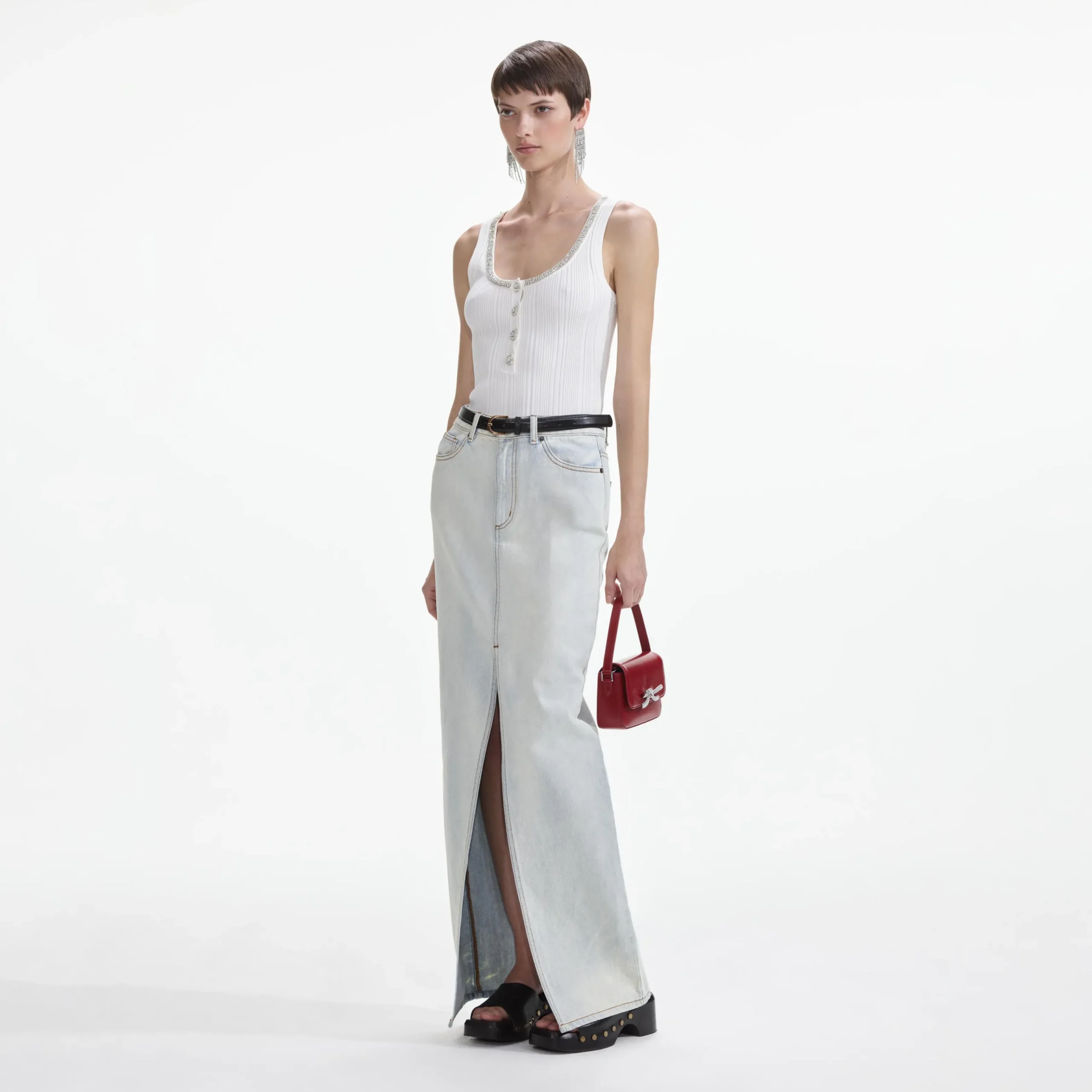 Wash Denim Maxi Skirt^self-portrait Discount