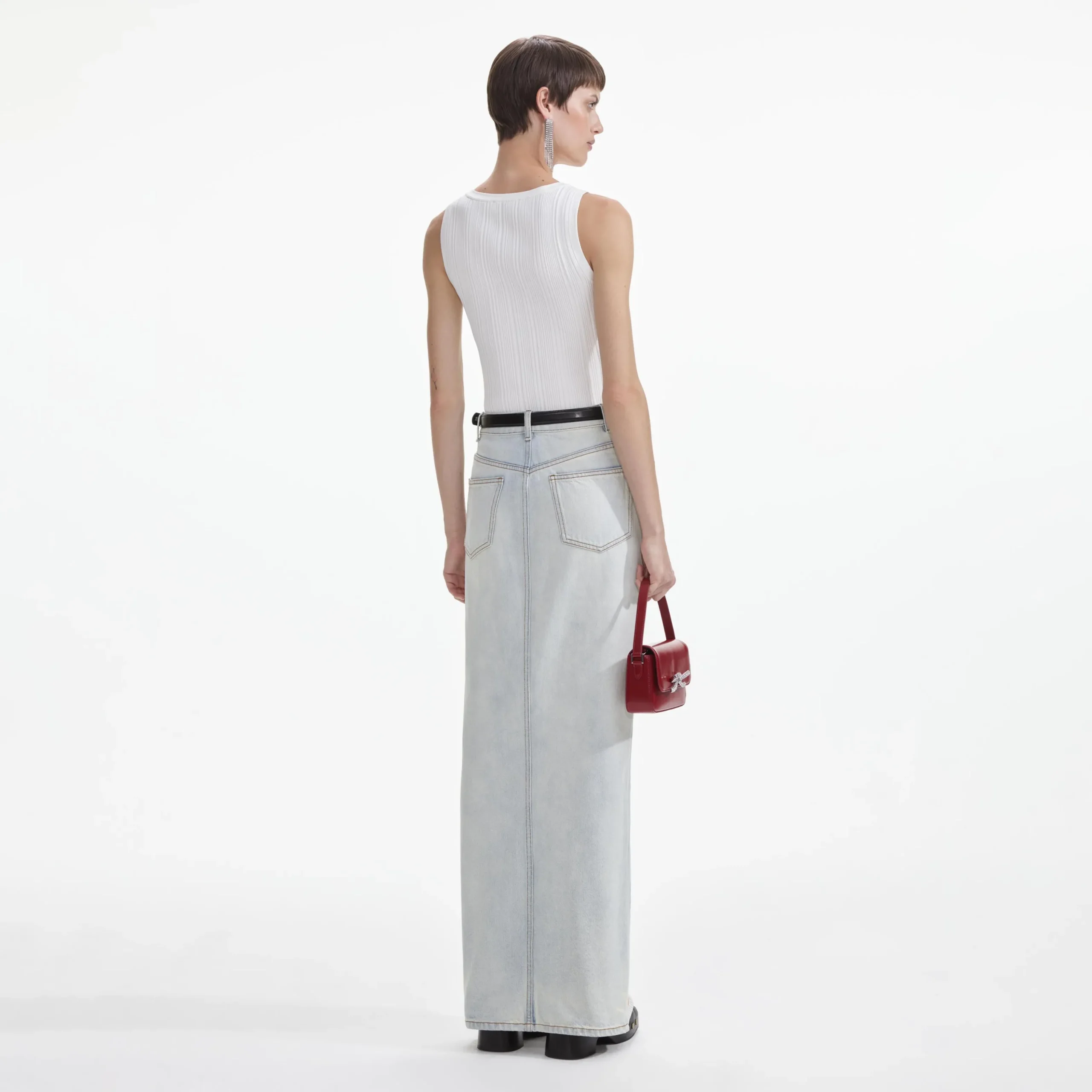 Wash Denim Maxi Skirt^self-portrait Discount