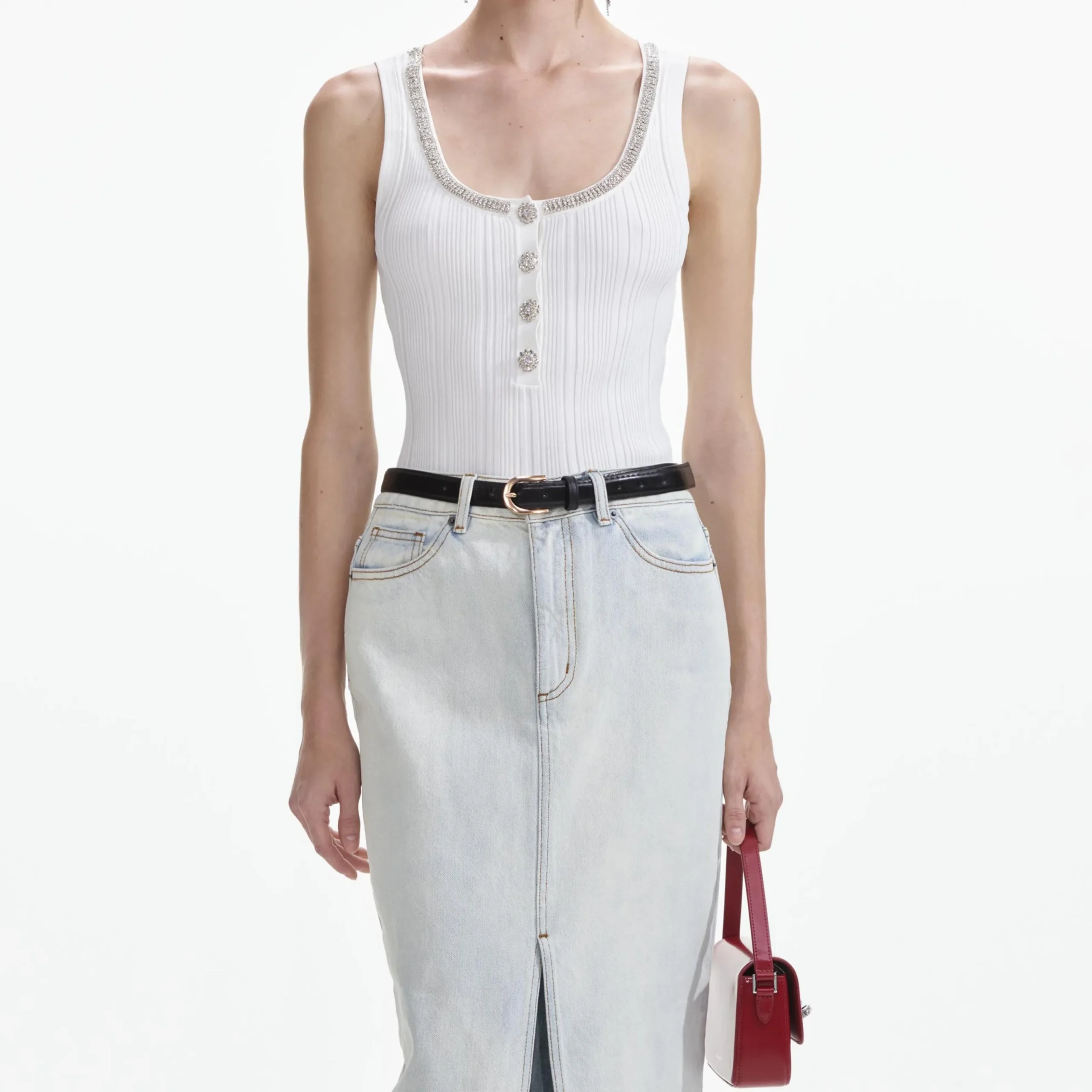 Wash Denim Maxi Skirt^self-portrait Discount