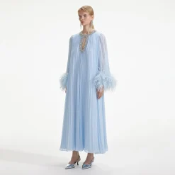 Chiffon Feather Midi Dress^self-portrait Fashion