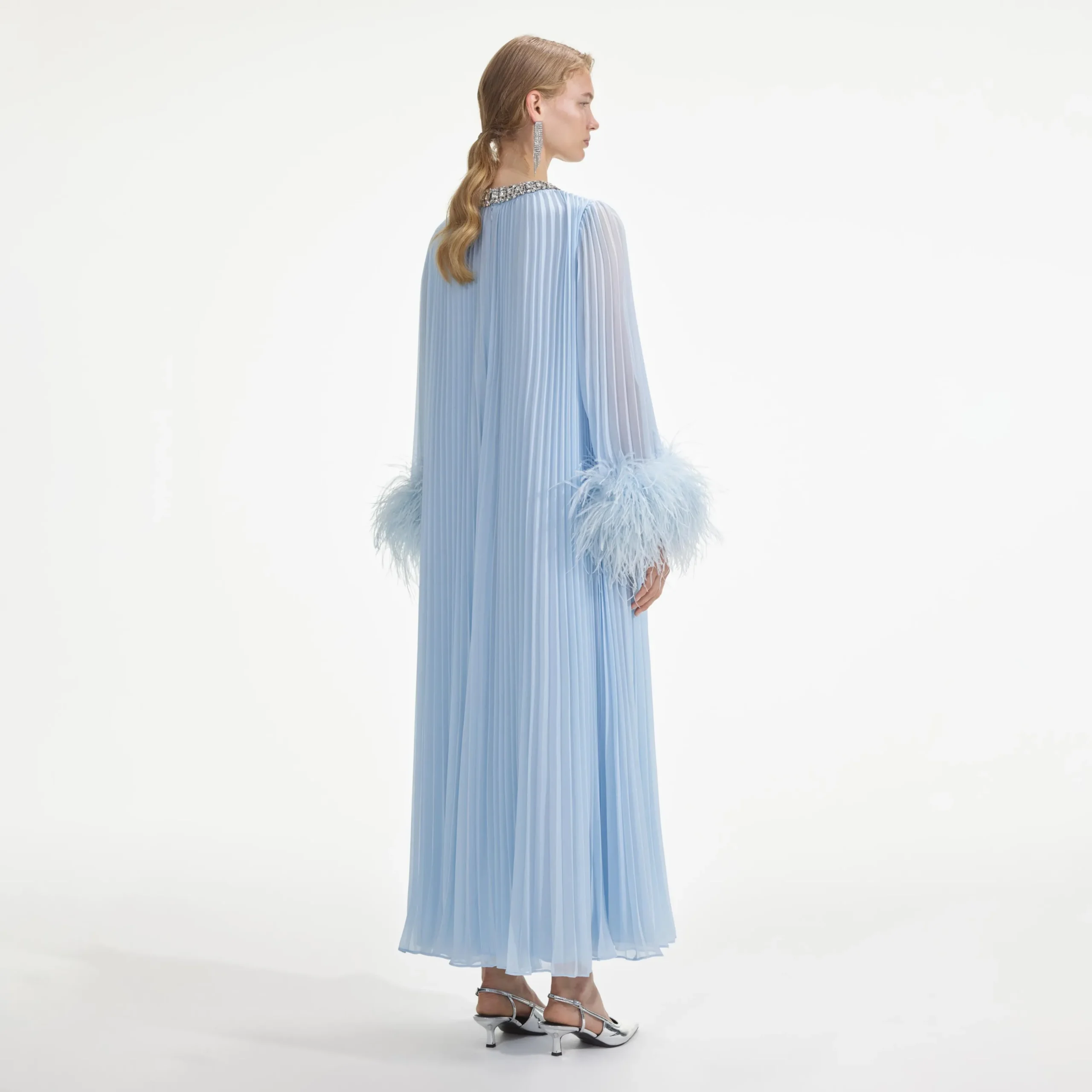 Chiffon Feather Midi Dress^self-portrait Fashion