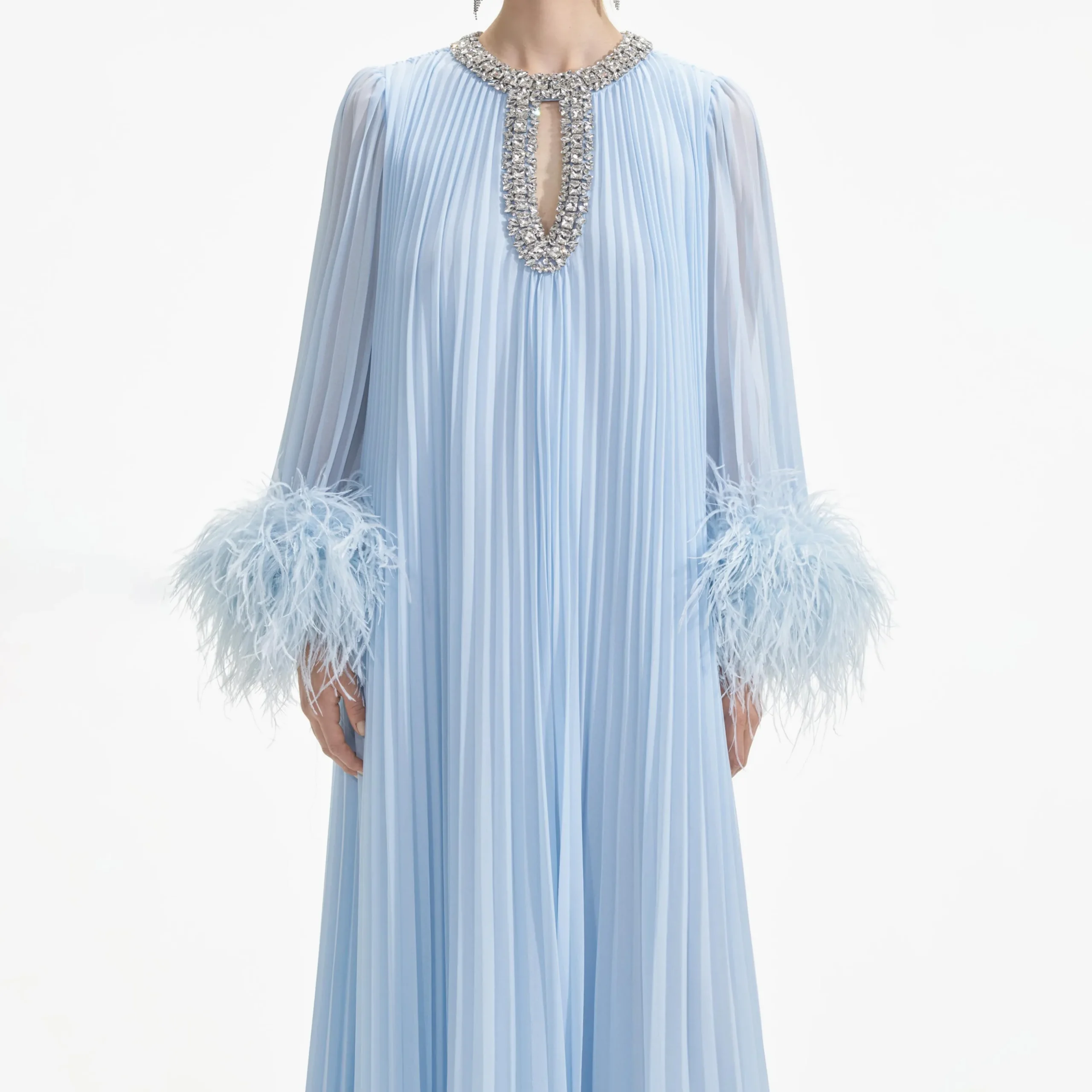 Chiffon Feather Midi Dress^self-portrait Fashion