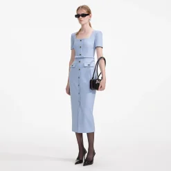 Crepe Button Midi Dress^self-portrait Shop
