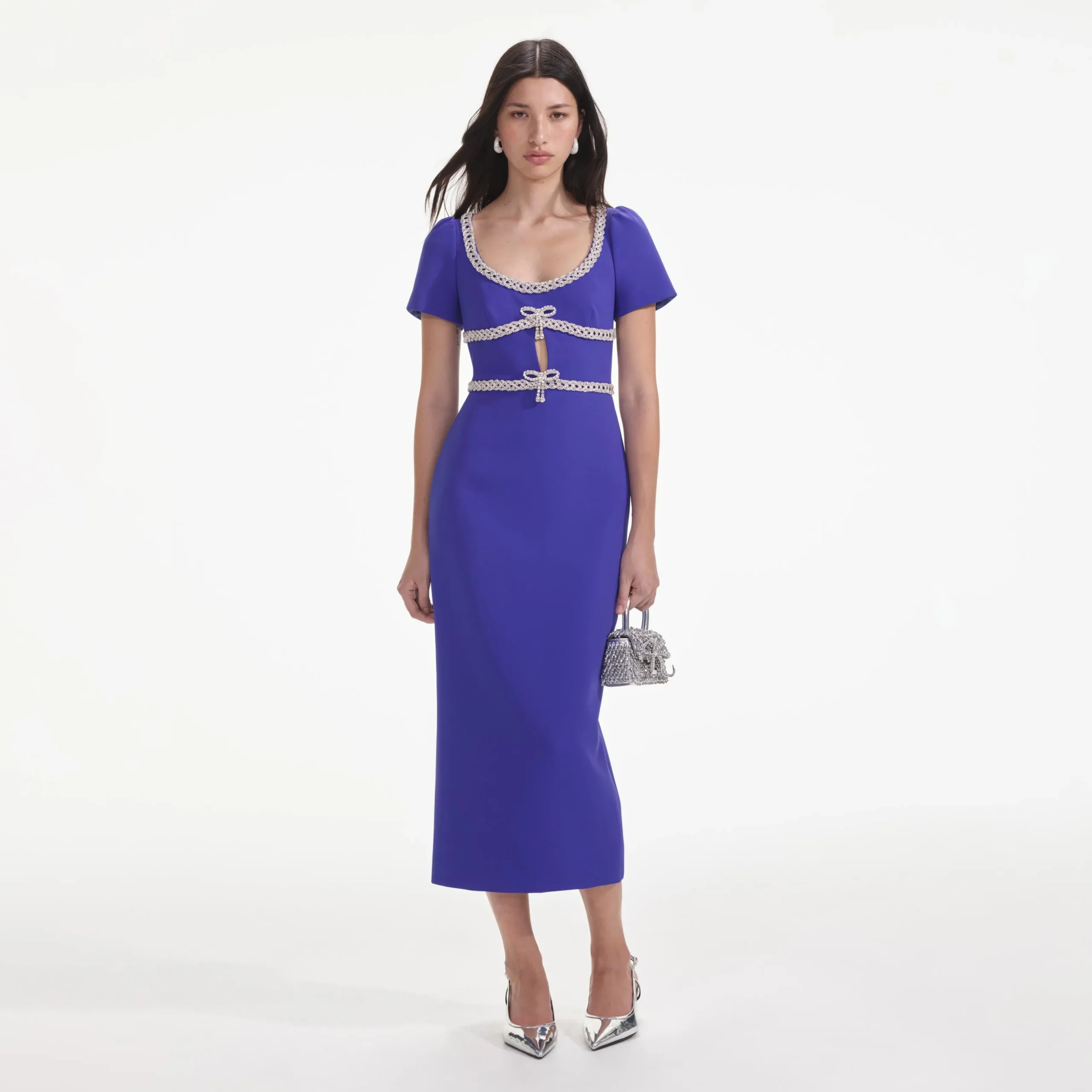 Diamante Bow Trim Midi Dress^self-portrait Best Sale