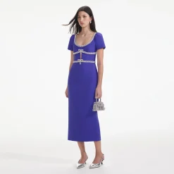Diamante Bow Trim Midi Dress^self-portrait Best Sale