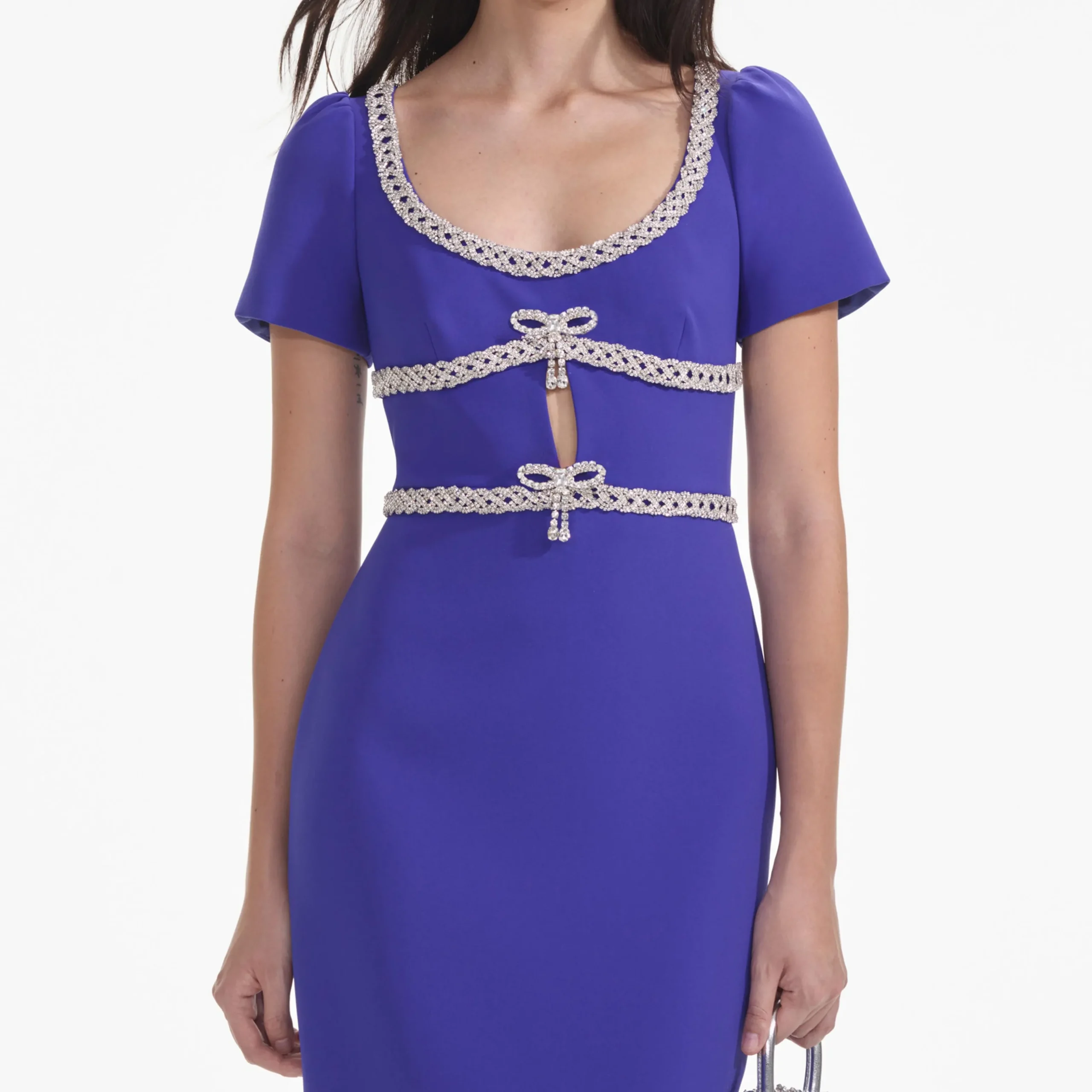 Diamante Bow Trim Midi Dress^self-portrait Best Sale