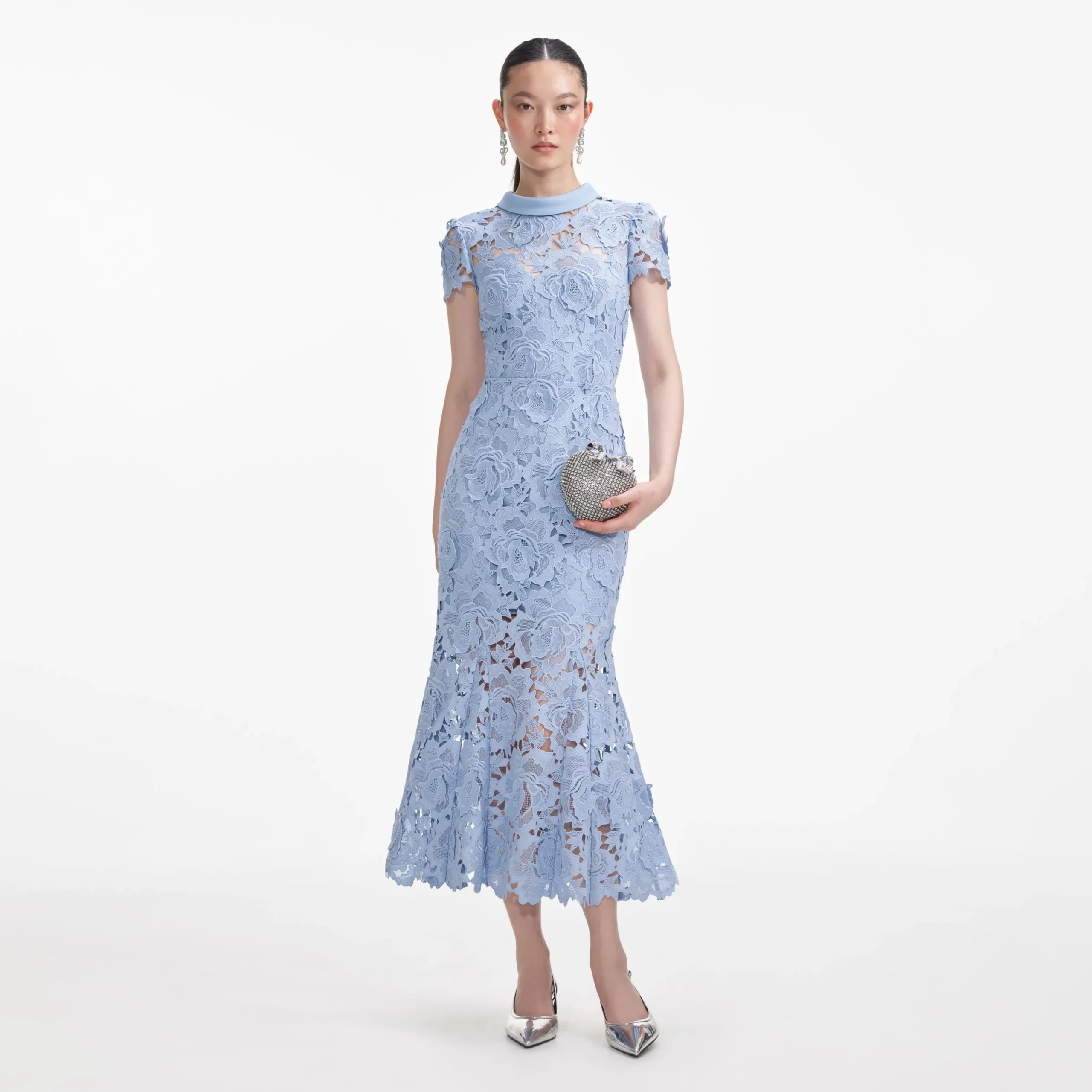 Flower Lace Contrast Collar Midi Dress^self-portrait Discount