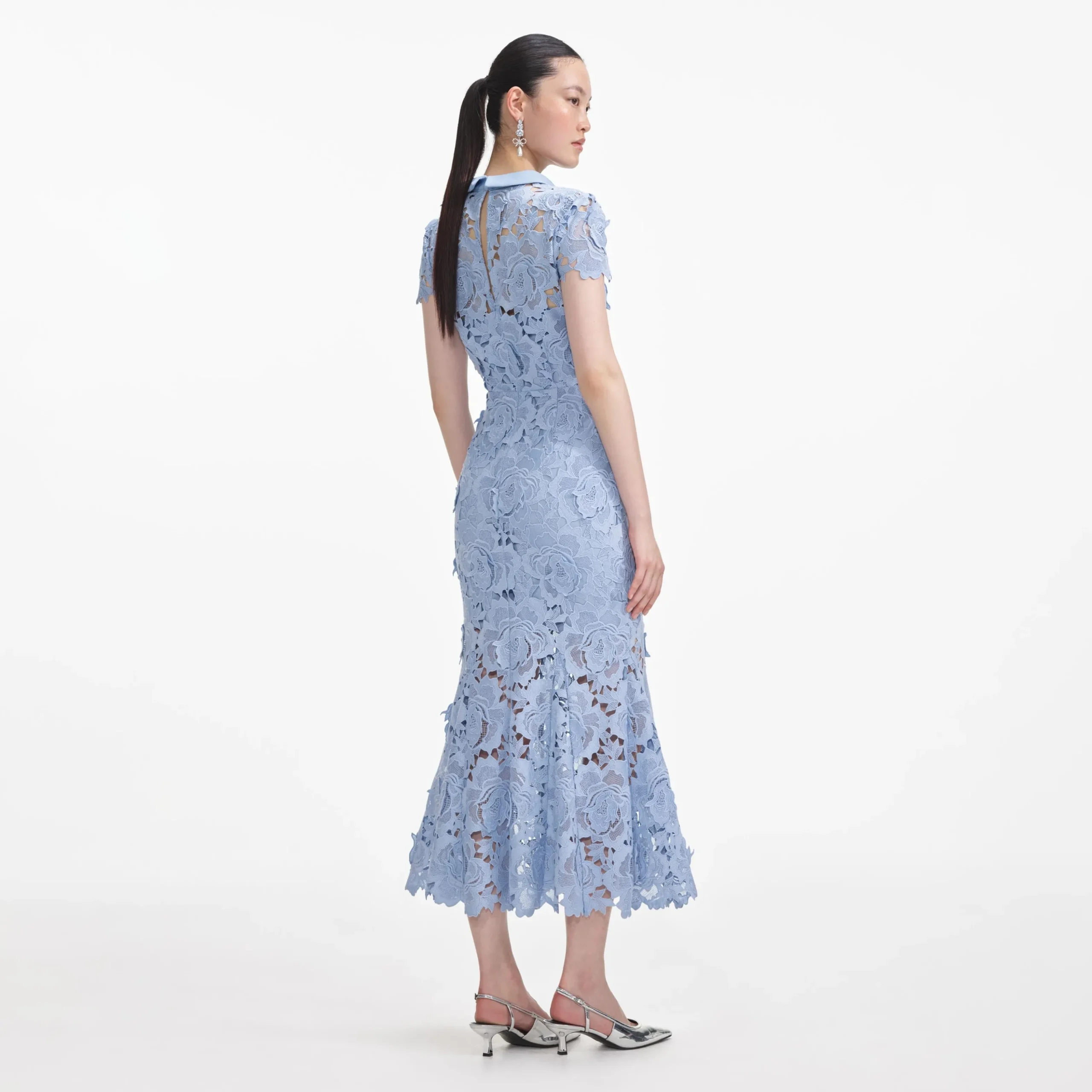 Flower Lace Contrast Collar Midi Dress^self-portrait Discount