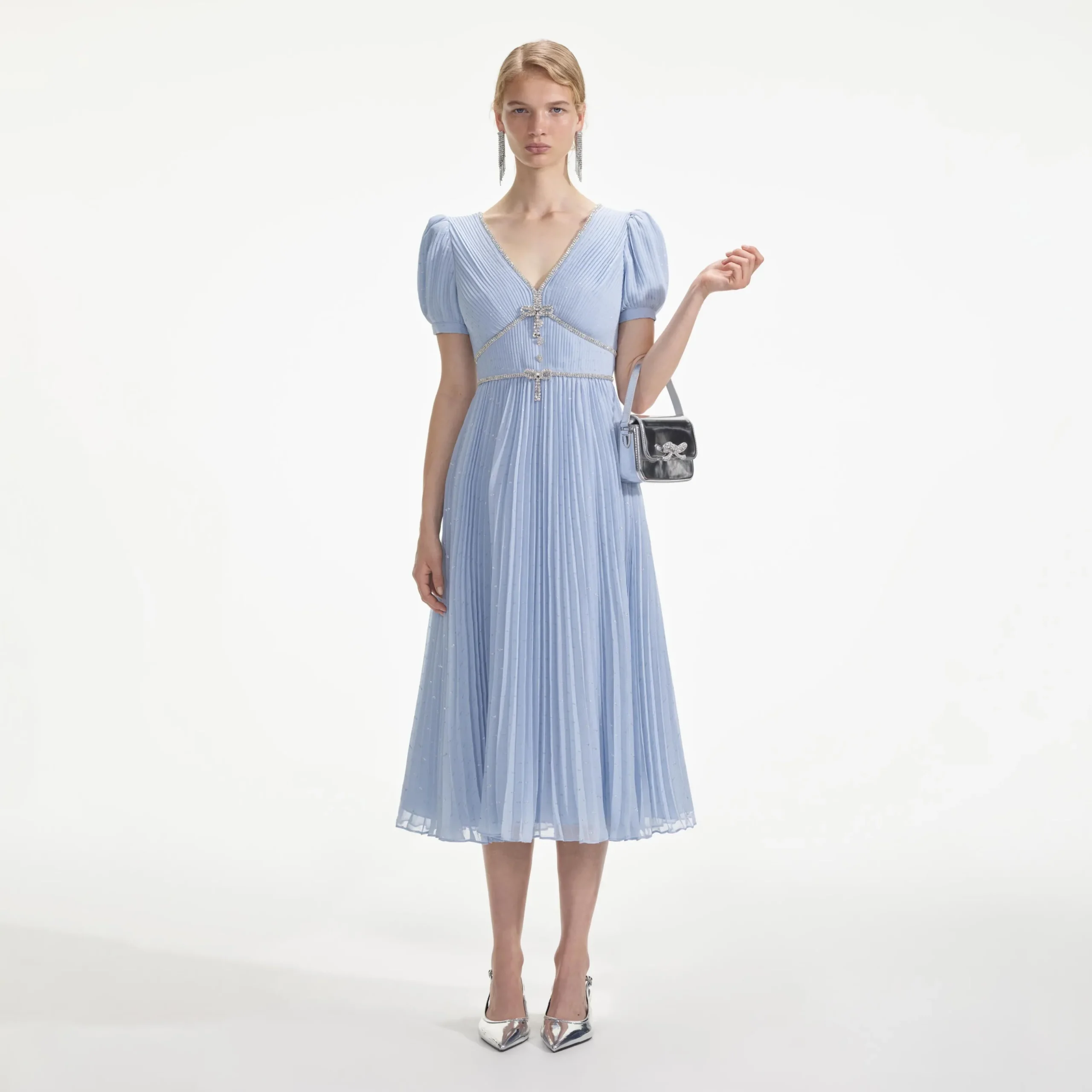 Metallic Chiffon Midi Dress^self-portrait Best Sale