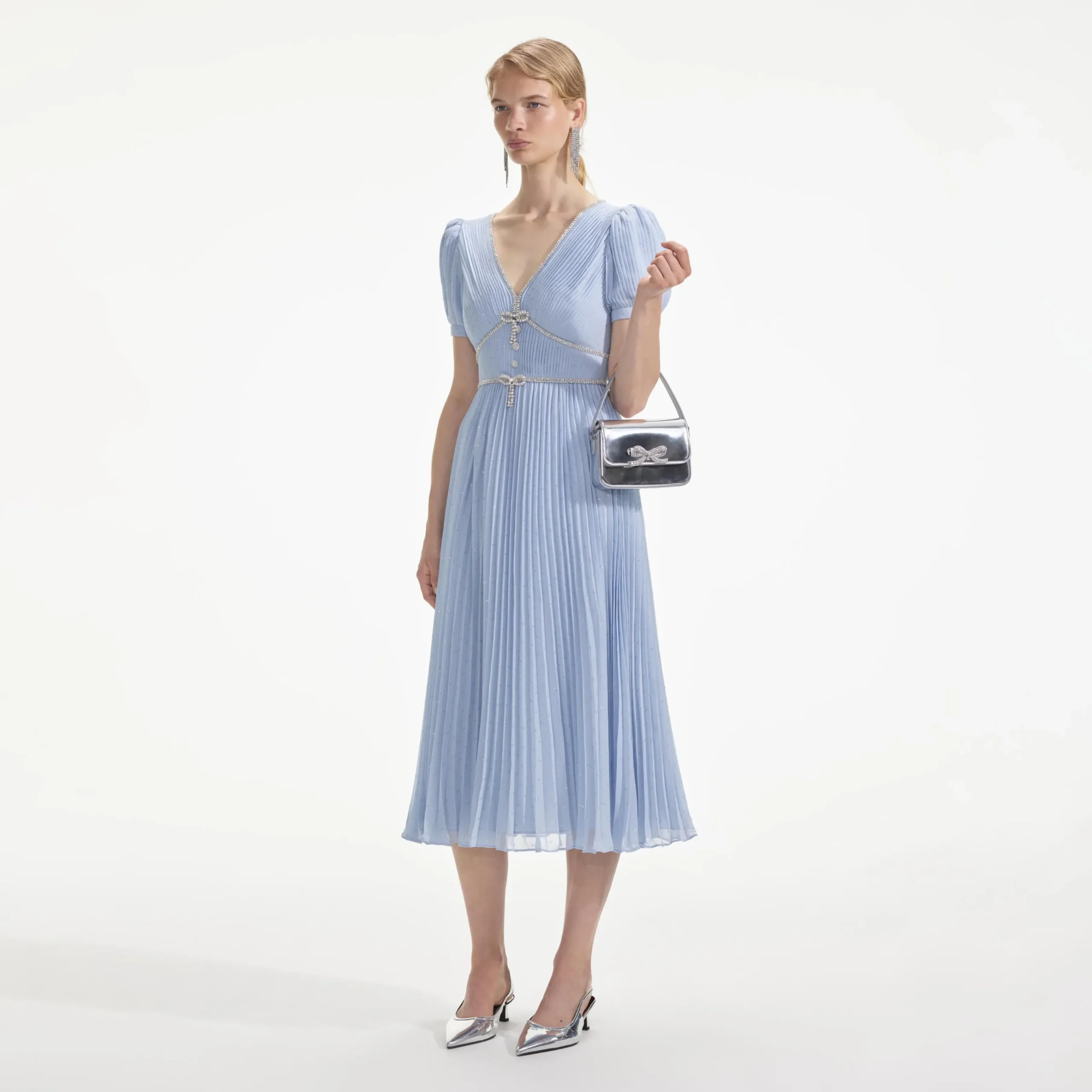 Metallic Chiffon Midi Dress^self-portrait Best Sale