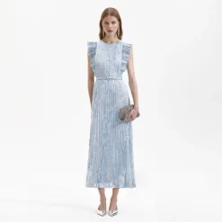 Metallic Floral Midi Dress^self-portrait Cheap