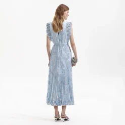 Metallic Floral Midi Dress^self-portrait Cheap
