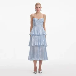 Metallic Tiered Midi Dress^self-portrait Best Sale
