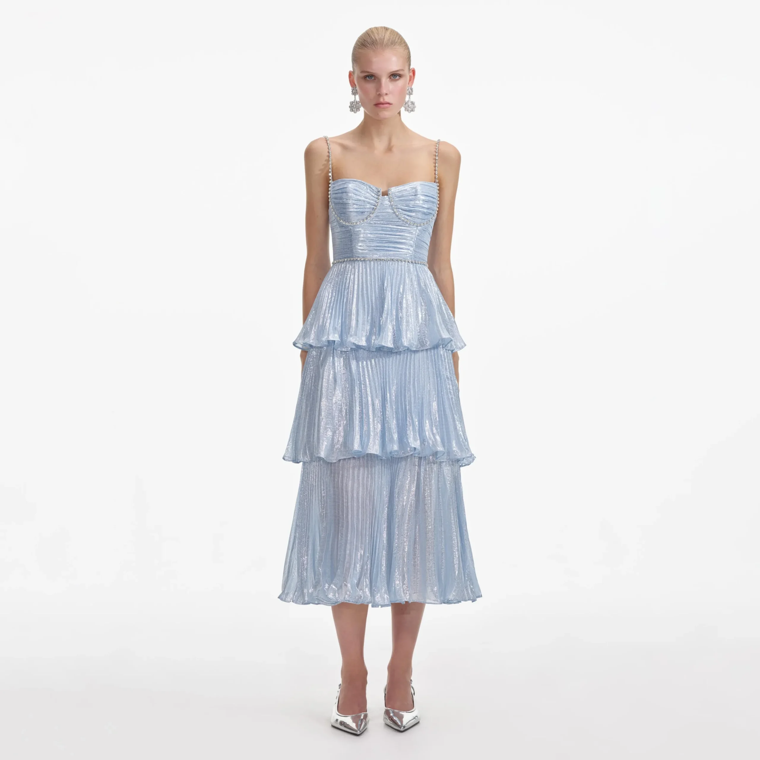 Metallic Tiered Midi Dress^self-portrait Best Sale