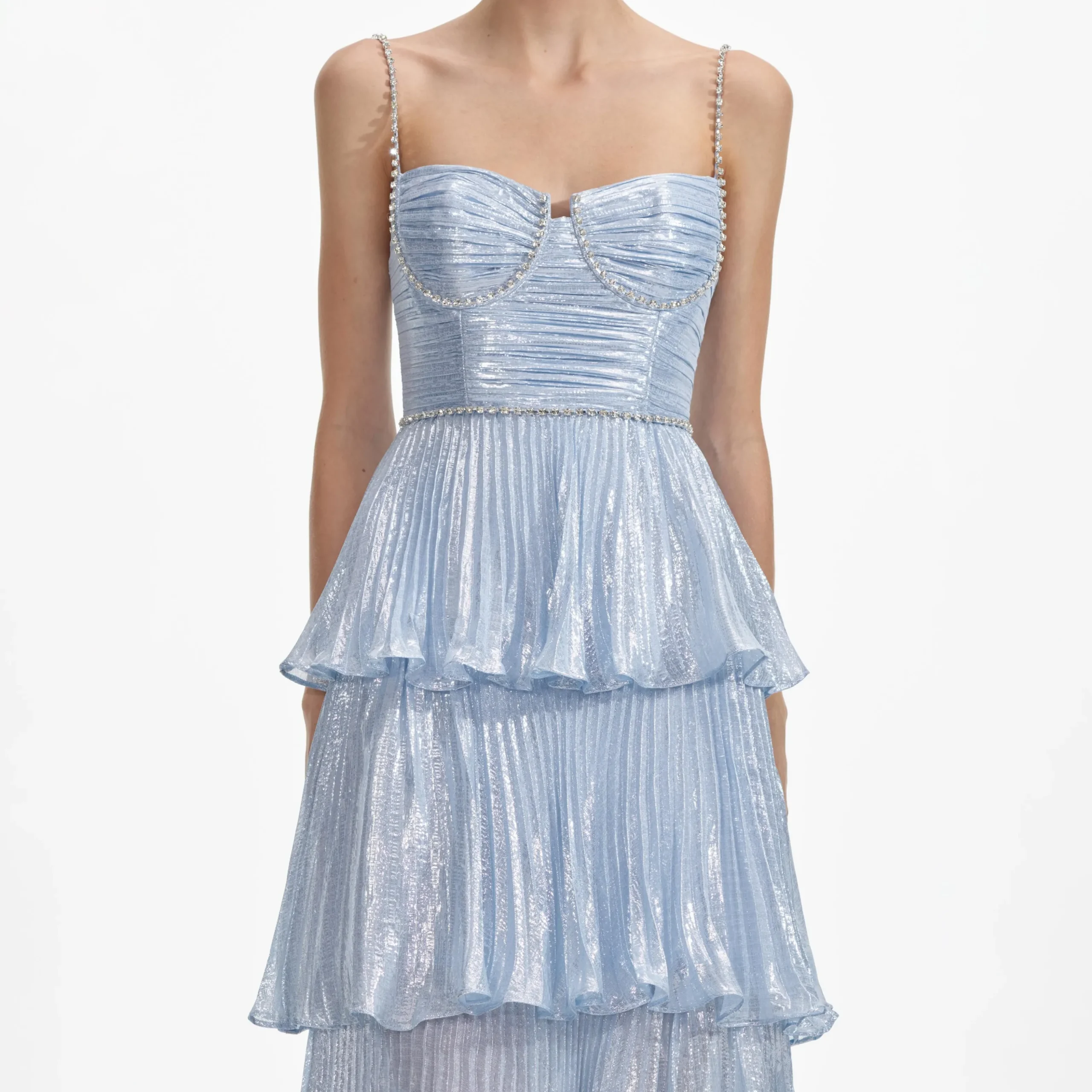 Metallic Tiered Midi Dress^self-portrait Best Sale
