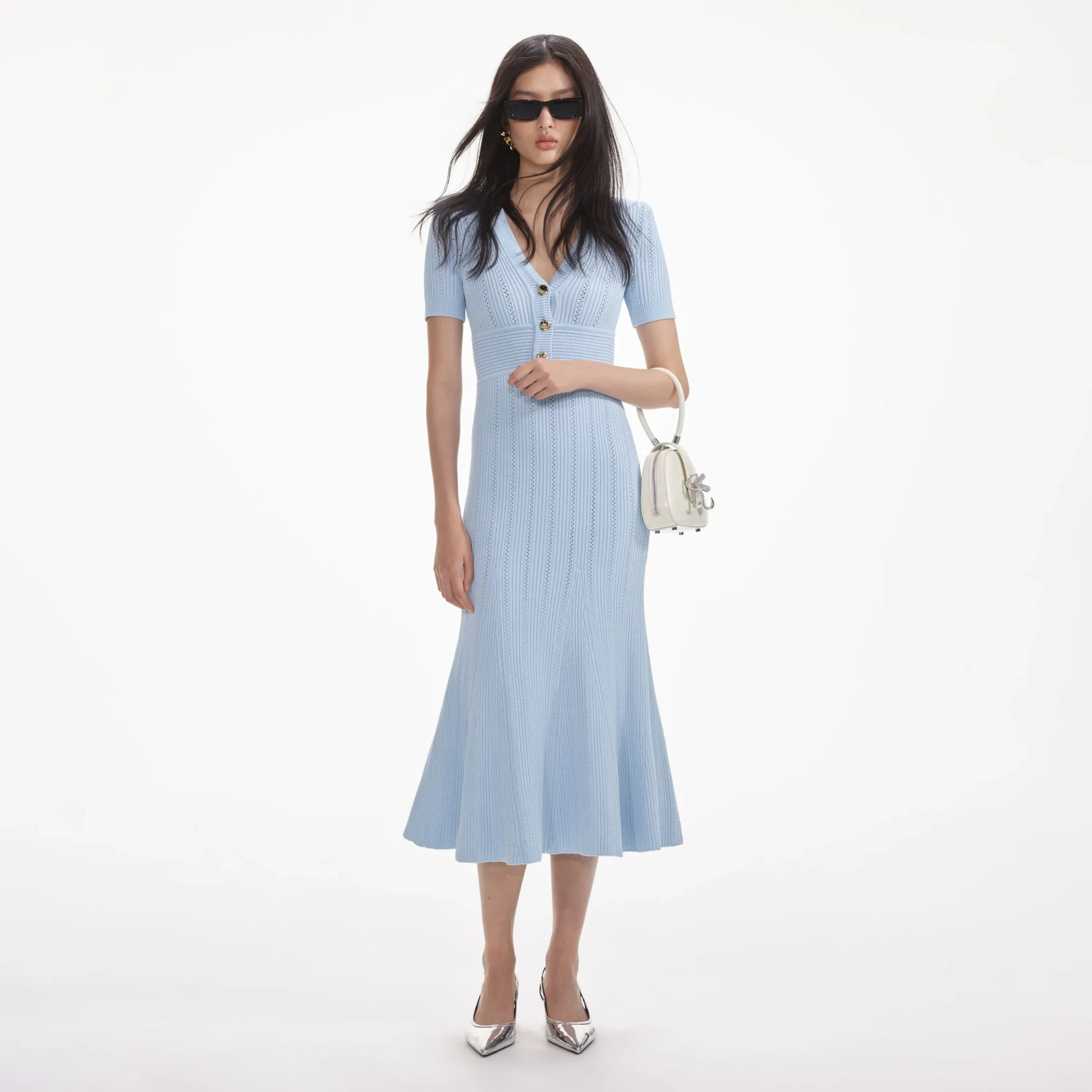 Pointelle Knit Midi Dress^self-portrait Fashion