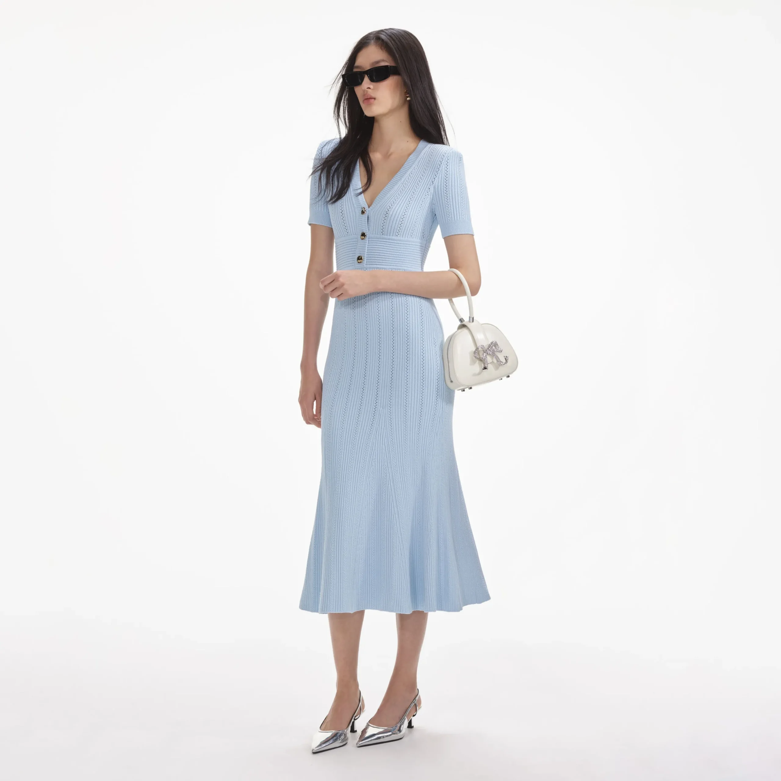 Pointelle Knit Midi Dress^self-portrait Fashion