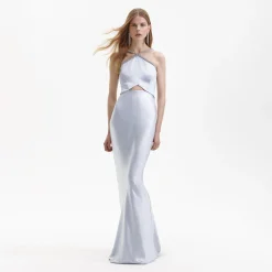 Satin Diamante Maxi Dress^self-portrait Shop