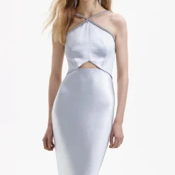 Satin Diamante Maxi Dress^self-portrait Shop