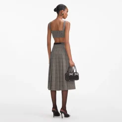 Check Pleated Midi Skirt^self-portrait Cheap