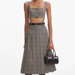 Check Pleated Midi Skirt^self-portrait Cheap