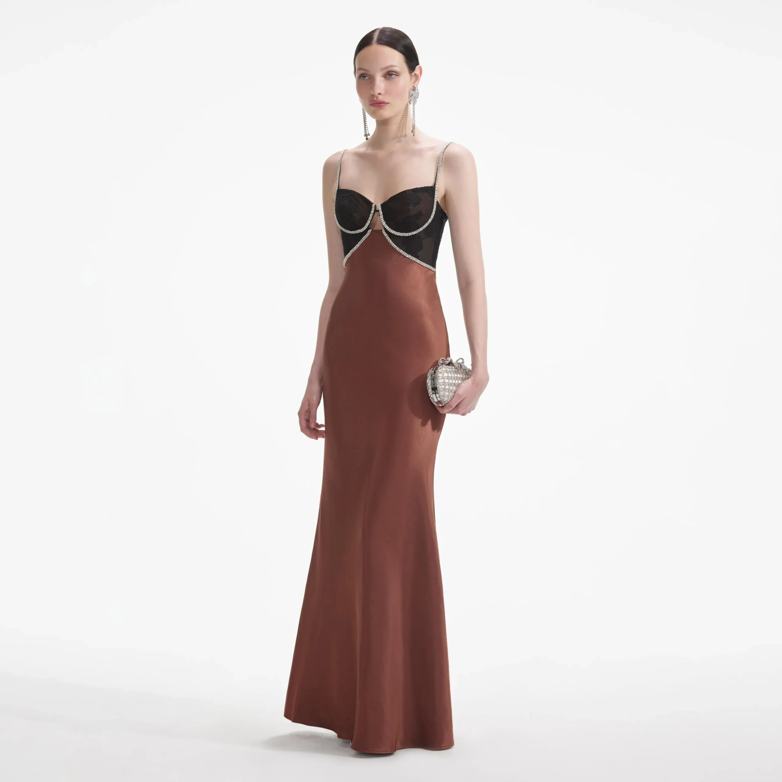 Satin Diamante Maxi Dress^self-portrait Cheap