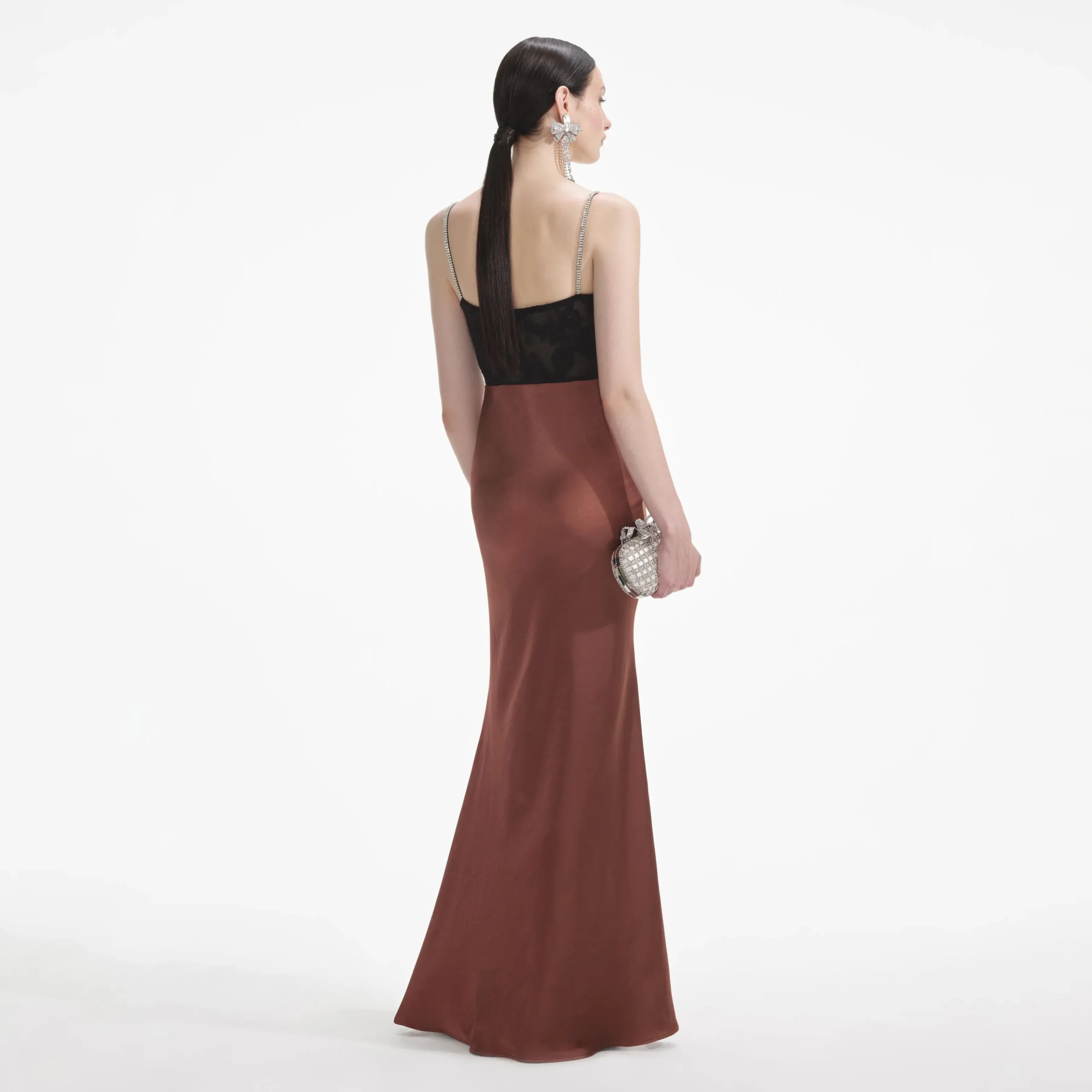 Satin Diamante Maxi Dress^self-portrait Cheap